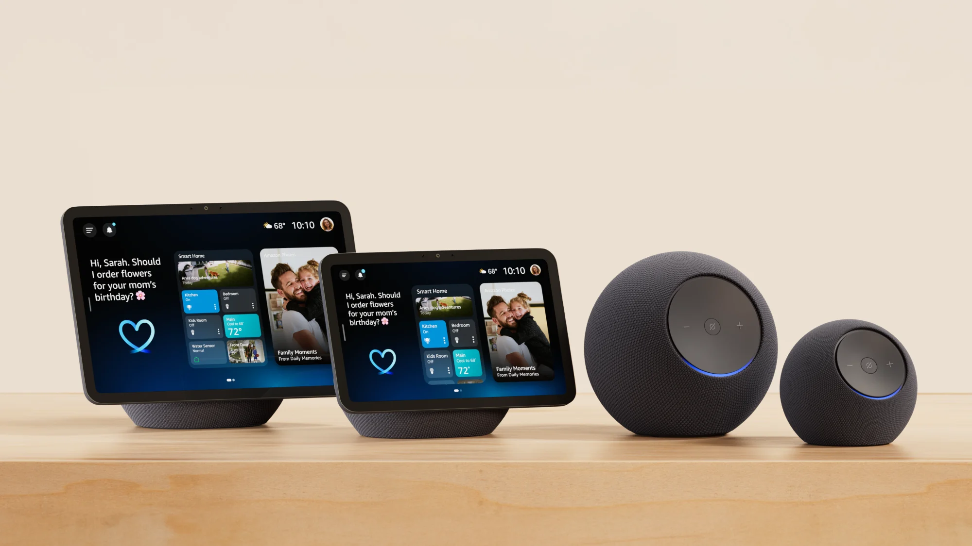Família de dispositivos Amazon Echo com telas Echo Show e alto-falantes inteligentes