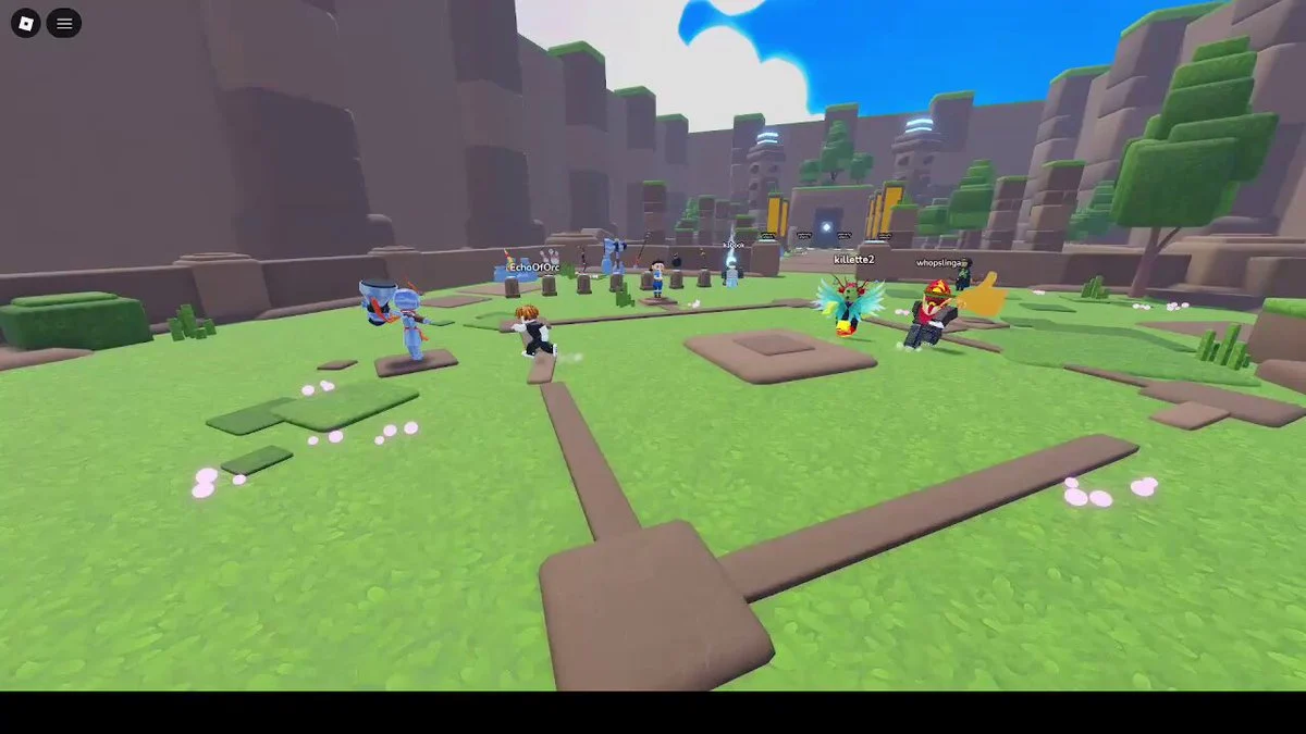 Jogadores reunidos no lobby de Survive the Swarm no Roblox antes de uma partida