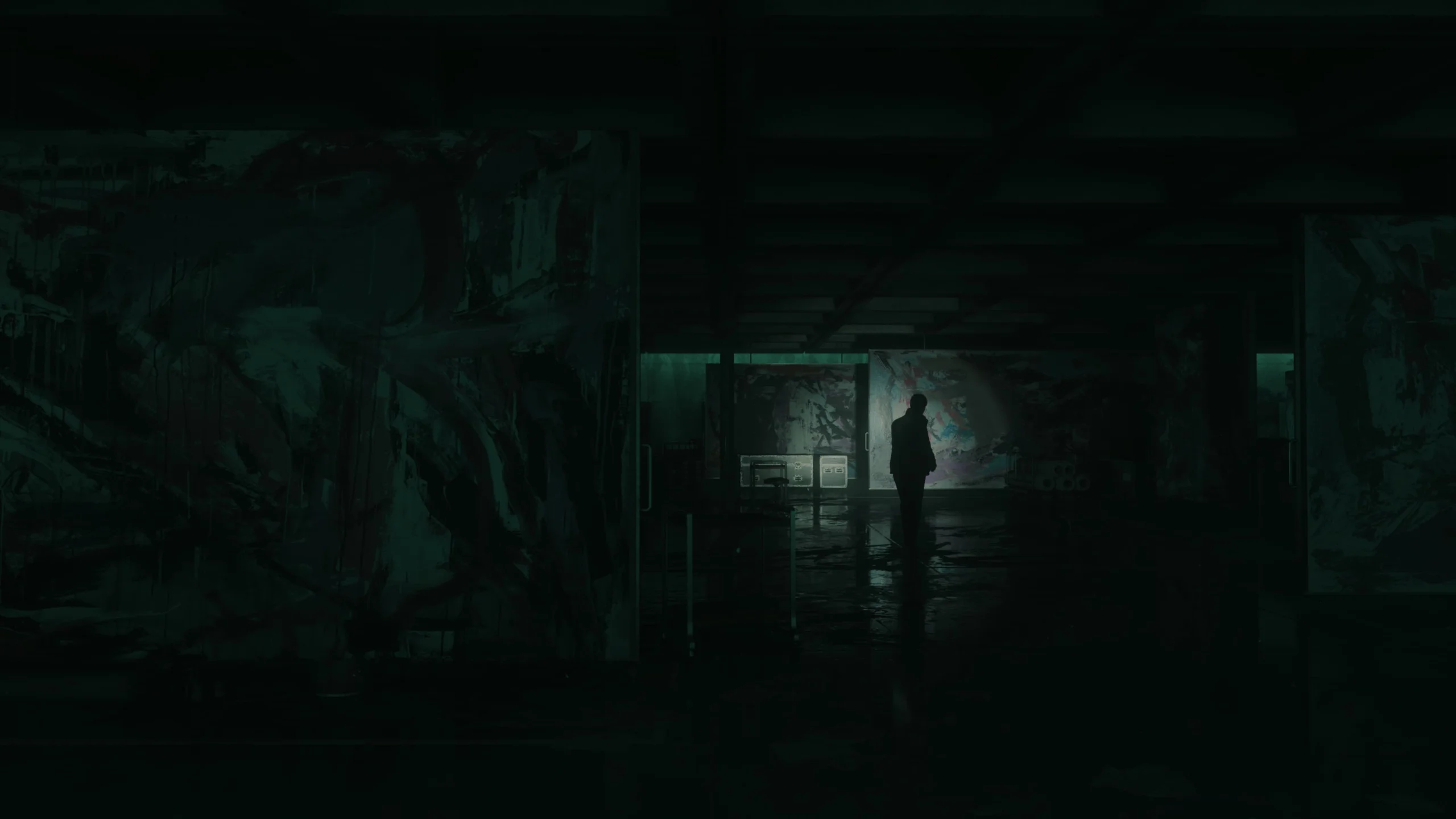 Ambiente escuro e ameaçador da expansão Casa do Lago de Alan Wake 2
