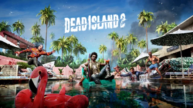 Sobrevivente enfrenta zumbis em Los Angeles na arte oficial de Dead Island 2, um dos jogos da PS Plus de novembro de 2026