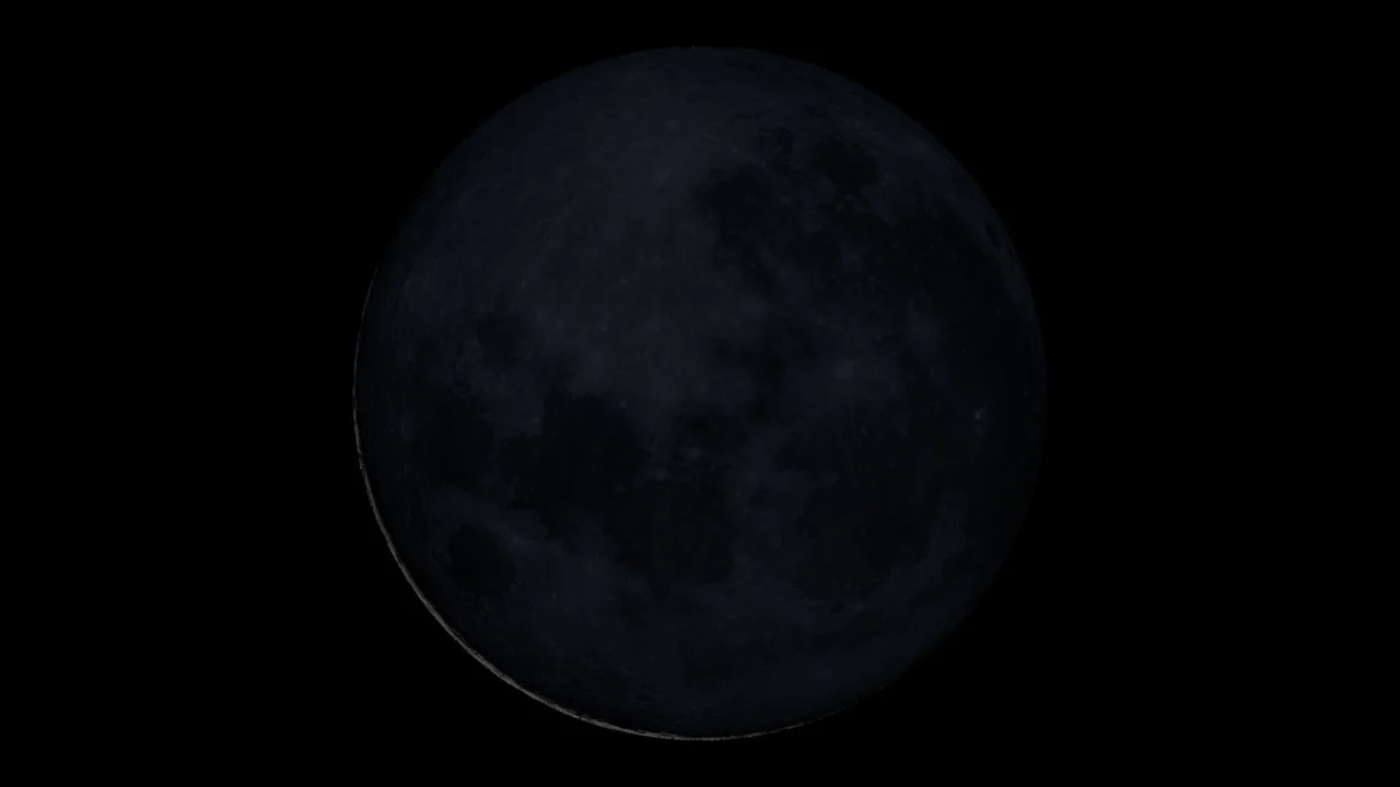Visualização científica da Lua em 11 de outubro de 2026, às 06h00 de Brasília, com o sul lunar para cima e iluminação na etapa crescente