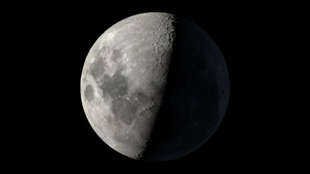 Visualização científica da Lua em 19 de outubro de 2026, às 06h00 de Brasília, com o sul lunar para cima e iluminação na etapa gibosa crescente
