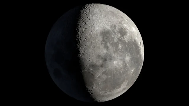 Visualização científica da Lua em 31 de outubro de 2026, às 06h00 de Brasília, com o sul lunar para cima e iluminação na etapa gibosa minguante