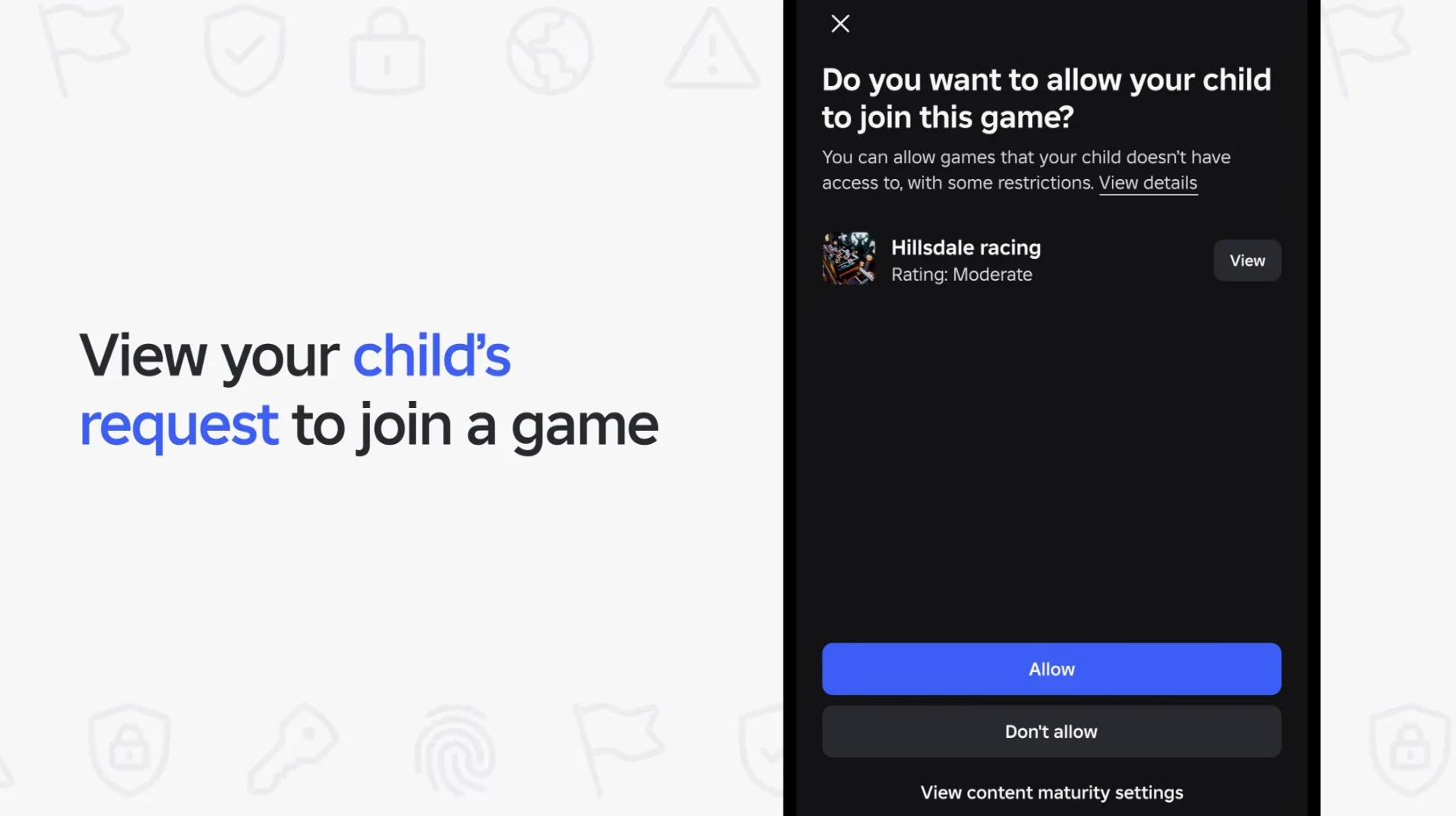 Exemplo do painel Roblox que pede autorização do responsável para a criança entrar em um jogo