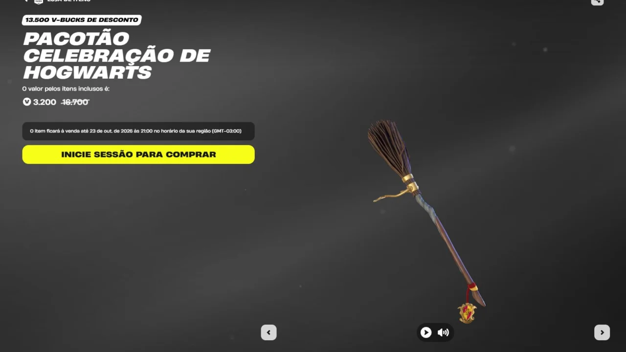 Loja do Fortnite hoje (20/10): Hogwarts, skins e preços