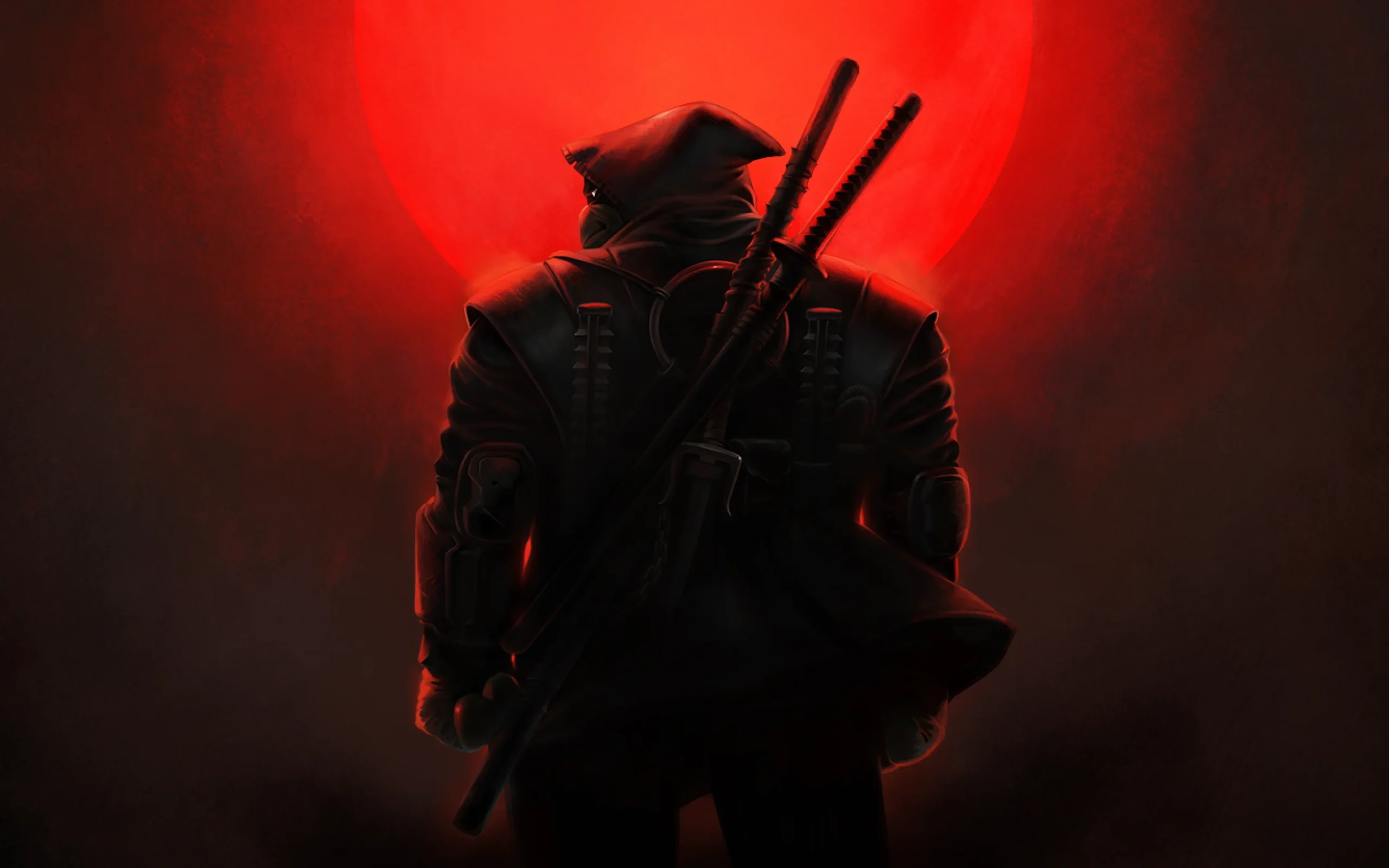 Arte oficial de Teenage Mutant Ninja Turtles The Last Ronin divulgada pela Paramount Games Studio, com figura encapuzada diante de fundo vermelho