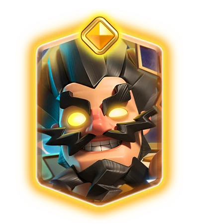 Mago Elétrico Heroico com óculos e eletricidade nas mãos em arte oficial de Clash Royale
