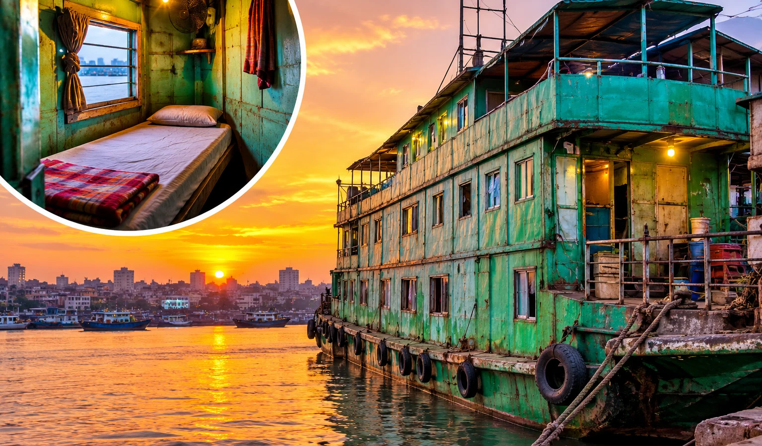 Hotel mais acessível do mundo tem diária de R$ 2 e fica dentro de um barco; confira fotos