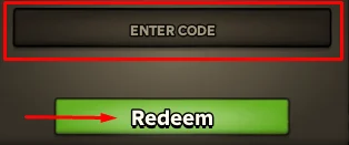 Janela de códigos de Build the Pyramid com campo ENTER CODE e botão Redeem