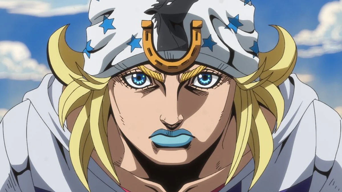 Johnny Joestar com seu chapéu de estrelas em Steel Ball Run