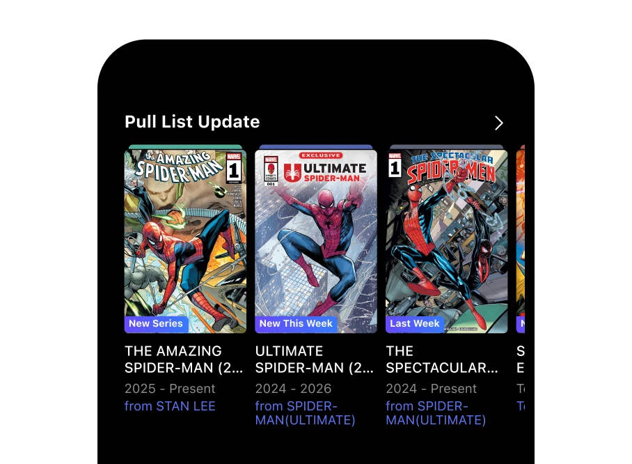Prévia da Pull List do Marvel Comics com capas de diferentes séries do Homem-Aranha