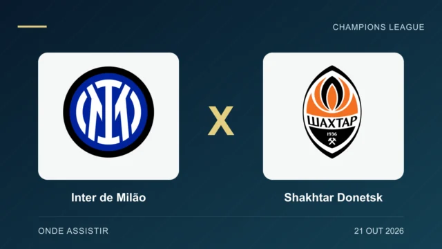 Escudos de Inter de Milão e Shakhtar Donetsk, separados por um X.