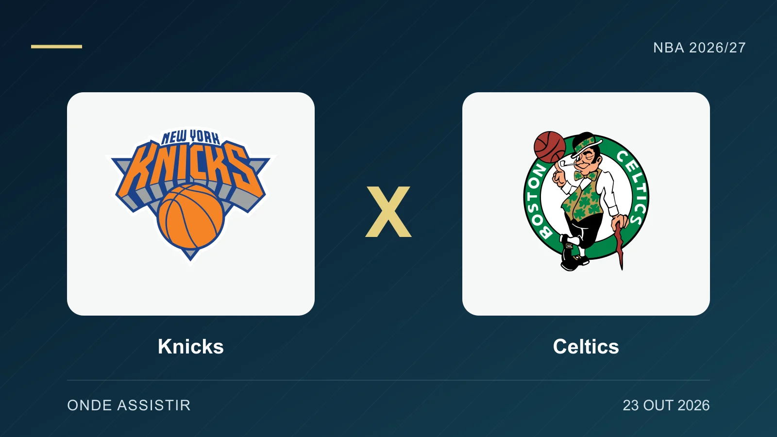 Knicks x Celtics: onde assistir ao vivo à NBA hj (23/10)