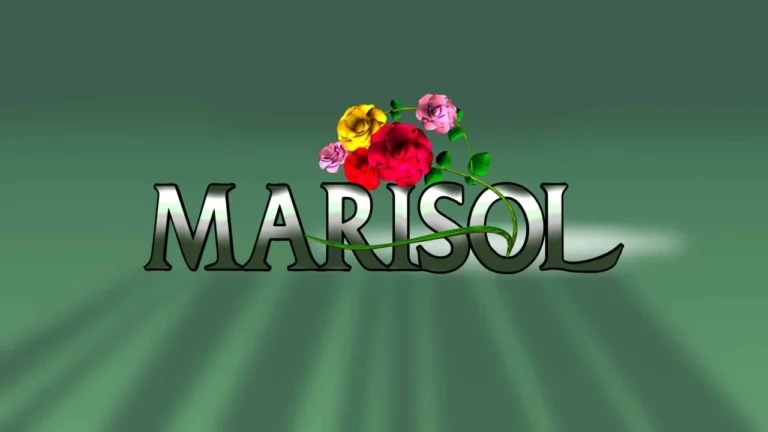 Logotipo da novela Marisol com flores coloridas.