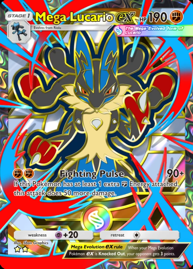 Mega Lucario ex com arte alternativa colorida no Deluxe Pack Mega