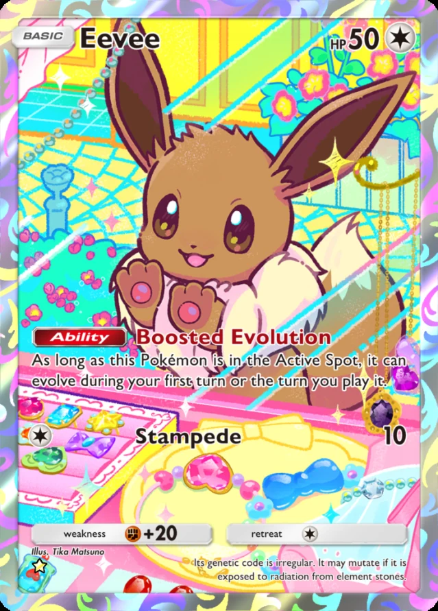 Eevee com ilustração especial do Deluxe Pack Mega