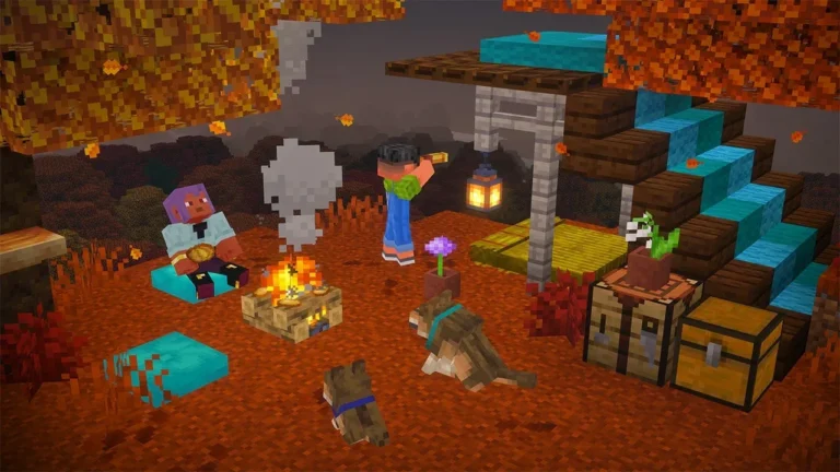 Acampamento na floresta de Minecraft