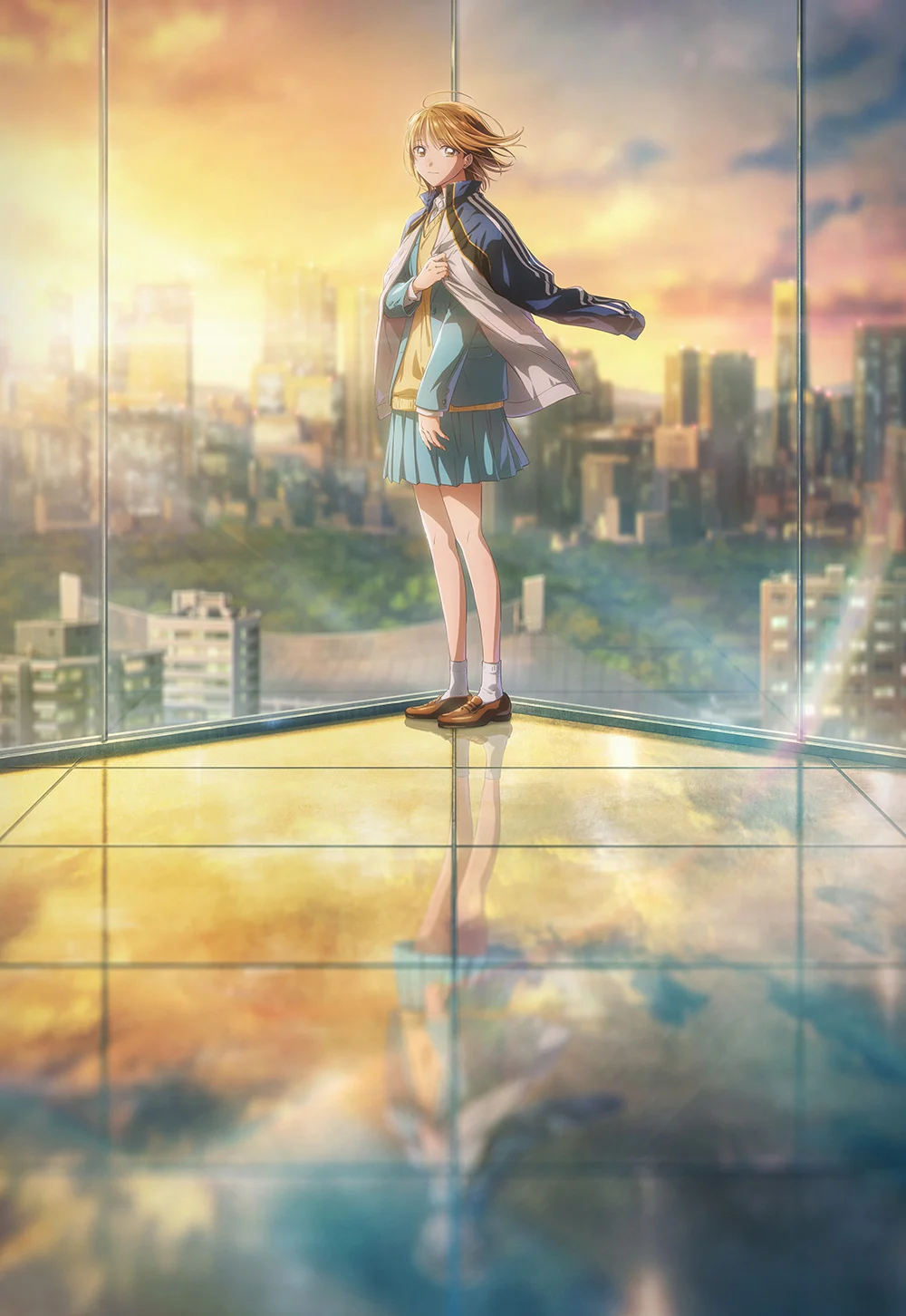 Chinatsu iluminada pelo pôr do sol na arte teaser da segunda temporada de Blue Box