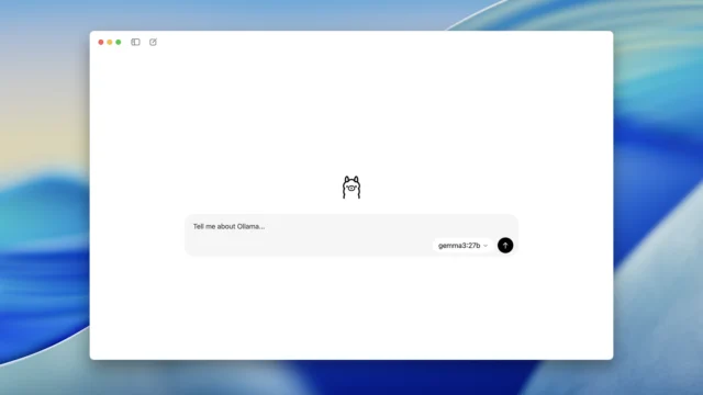 Interface gráfica oficial do Ollama com campo de conversa e seletor do modelo de inteligência artificial