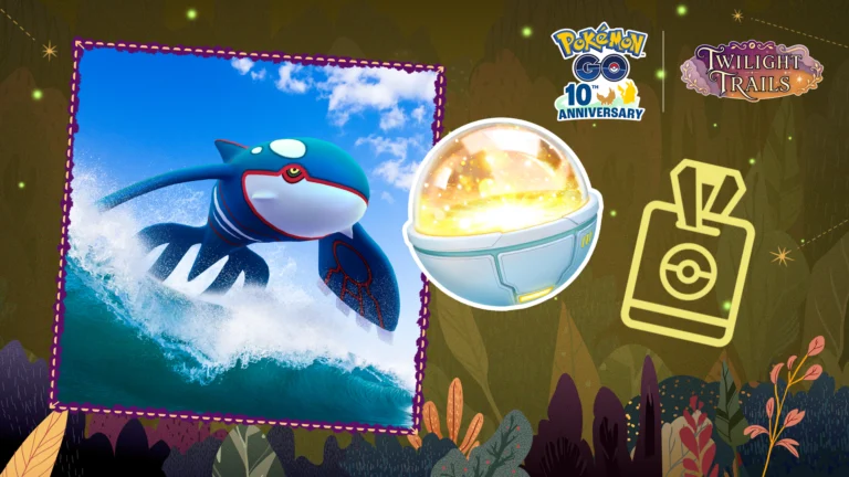Kyogre em arte oficial do Passe GO de outubro de 2026