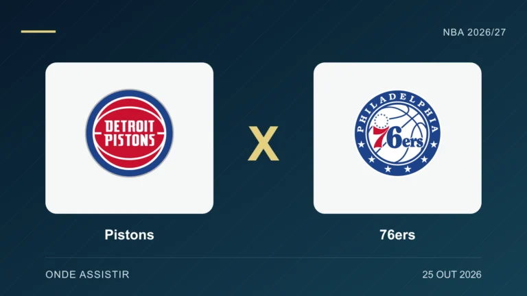 Escudos de Pistons e 76ers, separados por um X.