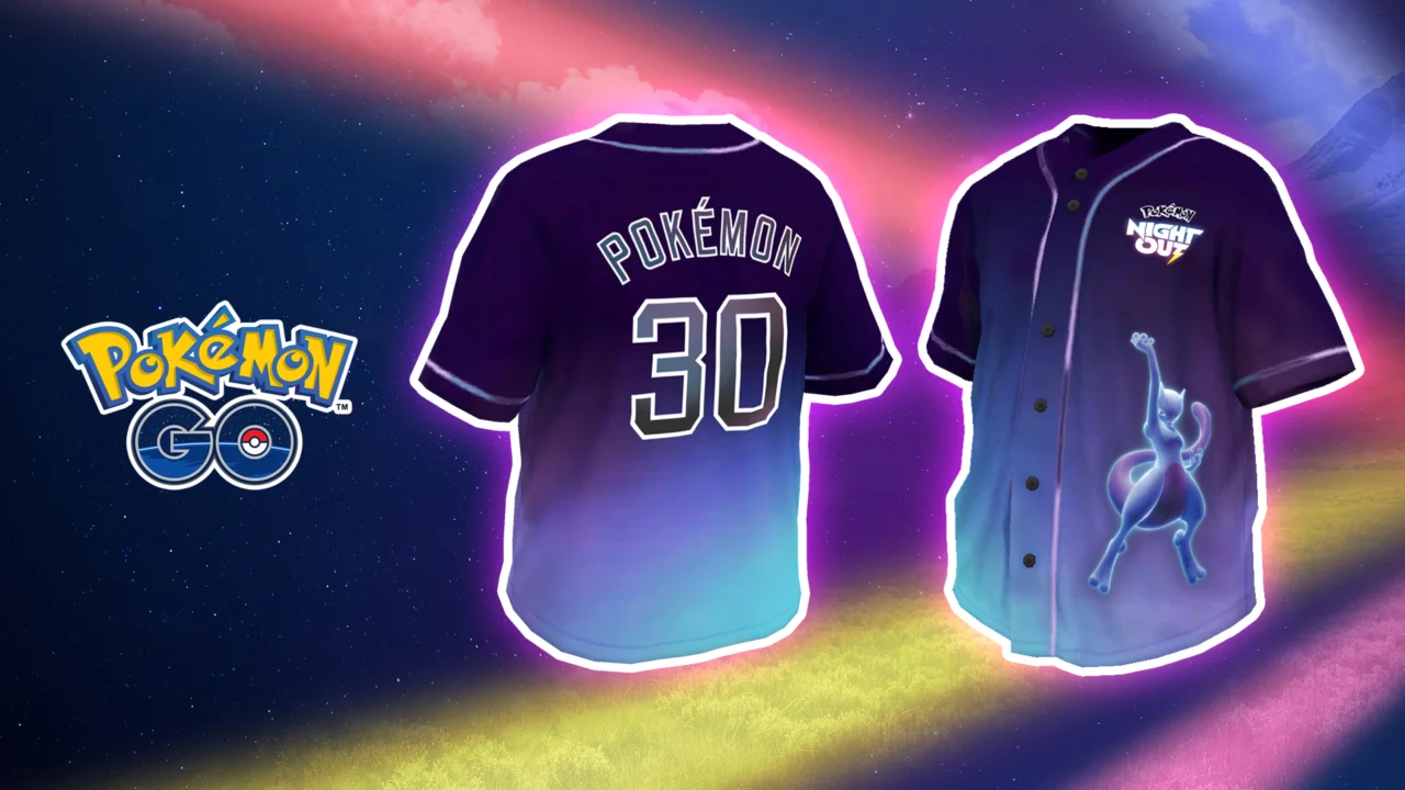 Camiseta de beisebol para avatar em arte oficial da recompensa de Night Out no Pokémon GO