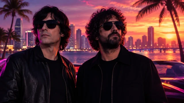 A dupla Justice em arte promocional para a trilha sonora de GTA VI