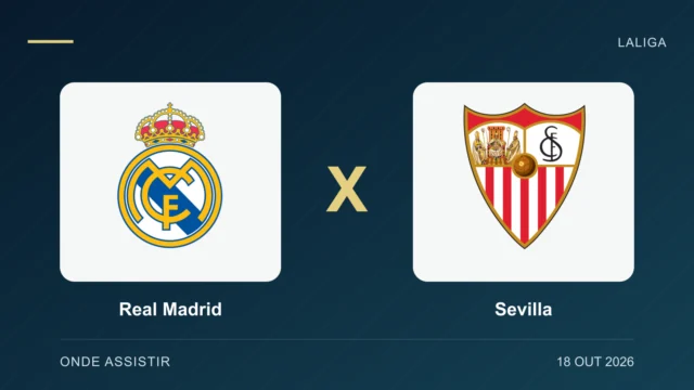 Escudos de Real Madrid e Sevilla, separados por um X.