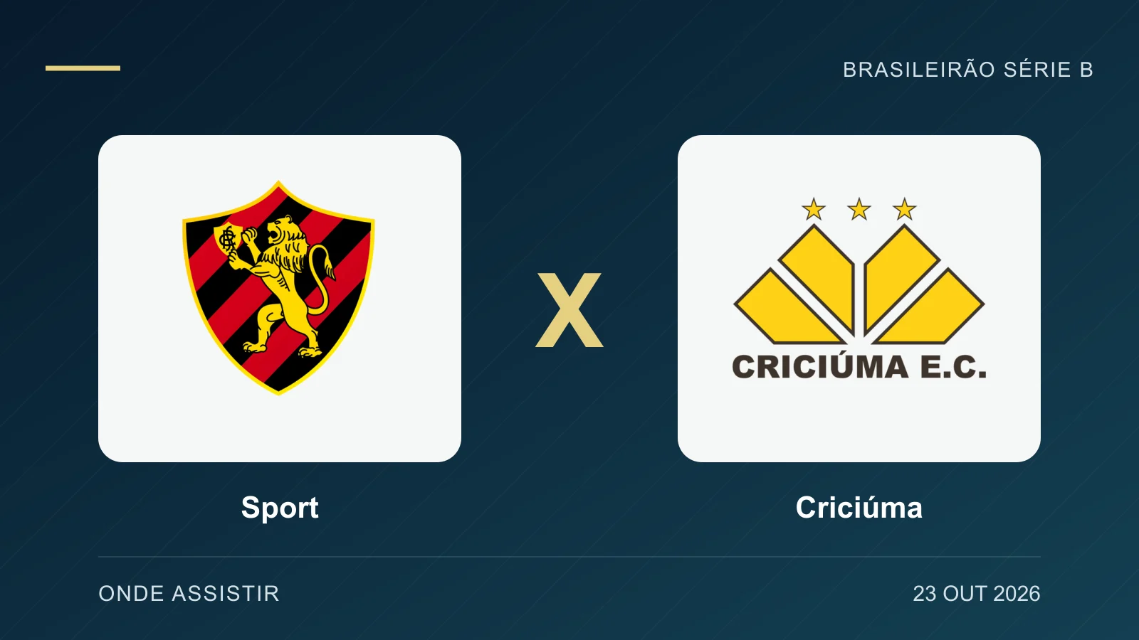 Sport x Criciúma: onde assistir ao vivo e horario hj (23/10)