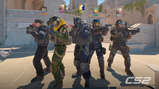 Personagem armado de Counter-Strike 2 em cenário de combate na captura oficial de gameplay.