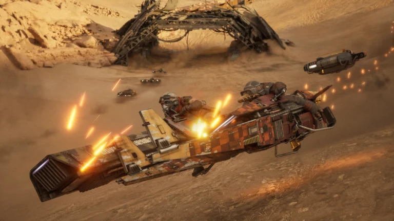 Corrida multiplayer em Star Wars Galactic Racer com veículos repulsores