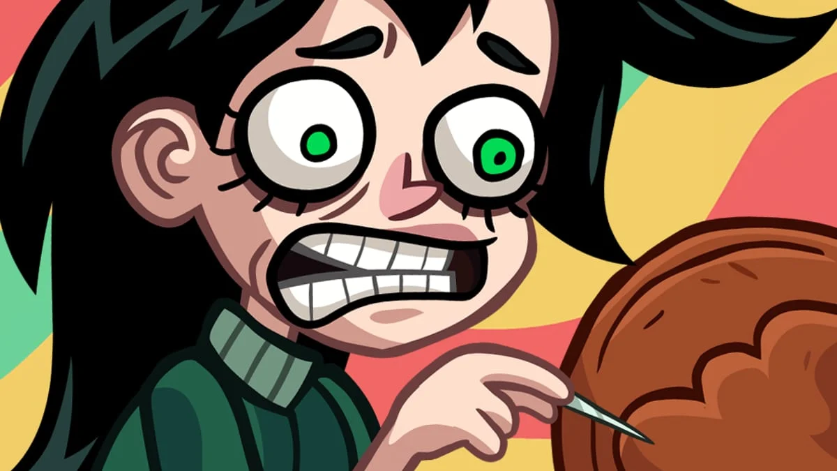 Arte de Stupidella Horror, jogo de enigmas e sustos absurdos no Poki