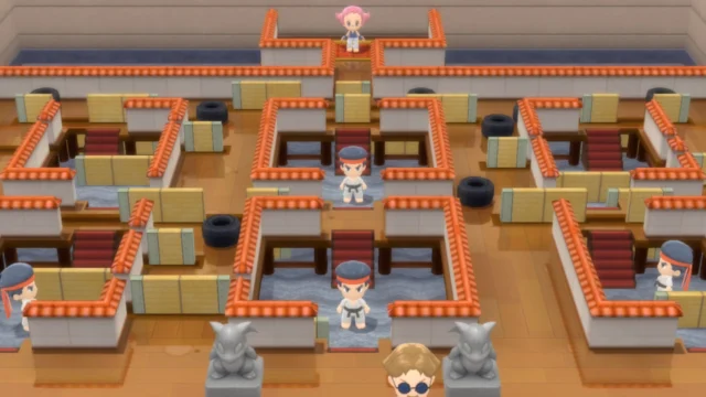 Ginásio com treinadores em Pokémon Brilliant Diamond e Shining Pearl