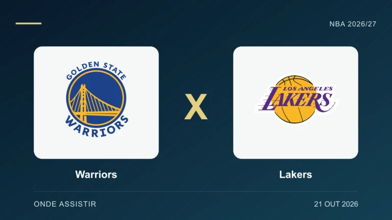 Escudos de Warriors e Lakers, separados por um X.