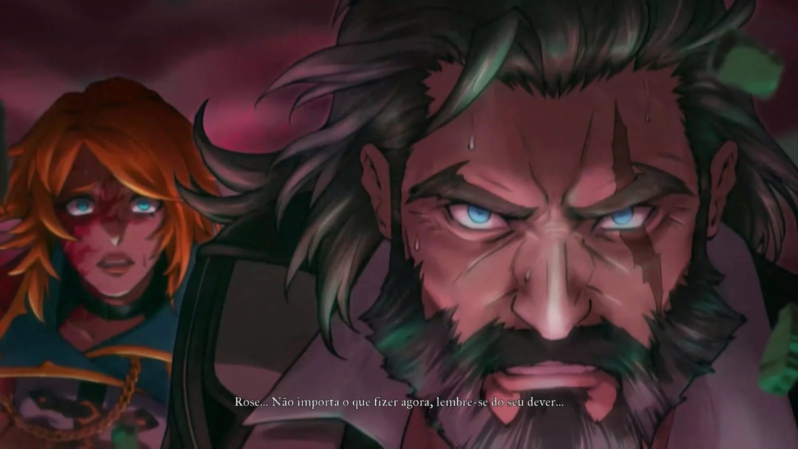 Rose Belmont aparece atrás de um homem durante uma cena da história